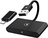 Coverzone Kablosuz Carplay Adaptörü 2024 iPhone Uyumlu Wireless Carplay Çevirici, Kablosuz Carplay USB Dongle, Destek iOS 16+ iPhone ve iPad için Uyumlu SW-GP01