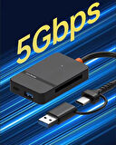 Coverzone Çoklayıcı Adaptör 7 in 1 USB/Type-c To USB A, USB C Macbook uyumlu Çevirici Adaptör Çok Portlu Çoklayıcı 7 in 1 USB HUB Tip C (ADS-316)