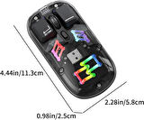 Coverzone Şarjlı Transparan RGB Çift Modlu Kablosuz Mouse 1600 DPI Dual Mode Wireless Notebook Uyumlu Bilgisayar Faresi KM16