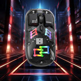 Coverzone Şarjlı Transparan RGB Çift Modlu Kablosuz Mouse 1600 DPI Dual Mode Wireless Notebook Uyumlu Bilgisayar Faresi KM16