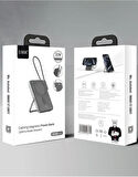 Coverzone Magsafe Uyumlu Powerbank PD20W Dahili Type-C Kablolu Dijital Göstergeli 10000 mAh Kablosuz Şarj iPhone 16 Uyumlu Güç Bankası CDB001 (Siyah)