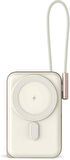 Coverzone Magsafe Uyumlu Powerbank PD20W Dahili Type-C Kablolu Dijital Göstergeli 10000 mAh Kablosuz Şarj iPhone 15 16 Uyumlu Güç Bankası CDB001 (Natural Grey)