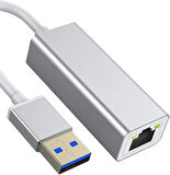 Coverzone Gigabit USB to Ethernet RJ45 Çevirici Kablolu İnternet Dönüştürücü 1000Mbps PC İle Uyumlu Laptop İle Uyumlu Alüminyum Kasa Tak Çalıştır USB-A to LAN Adaptörü RJ45 (ZR202 - USB)