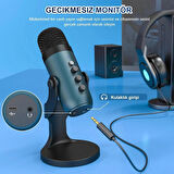 Coverzone Profesyonel Stüdyo Mikrofon Kayıt Condenser Masaüstü Canlı Yayın Mikrofonu PC USB C, Oyun, Podcast, Kayıt, Yayın, ASMR Sessiz/Kazanç/Eko, Telefon Adaptörü, Mac, Windows ile Uyumlu K66 Teal