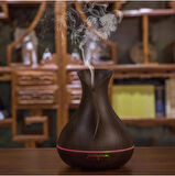 Coverzone Uçucu Yağ Difüzör 550ml Uzaktan Kumandalı LED Aromaterapi Ahşap Görünümlü Hava Nemlendirici USB LED Işık Hava Aroma Nemlendirici Meditasyon Ve Yoga İçin 21cm x 17cm (550ml Siyah)