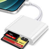 Coverzone Tip C Kart Okuyucu 3in1 arada, CF TF SD Card Reader iPad ile uyumlu, SD Kart Okuyucu, SD Kart Okuyucu, SD Kart Adaptörü, Hafıza Kartı Okuyucu Type C iPhone ile Uyumlu (ZR498 - Type-C Kablo)