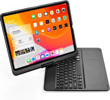 Coverzone Kablosuz Standlı Bluetooth Klavye Kılıf Kapak 360 Derece Dönerli Çok Fonksiyonlu Akıllı Klavye Stand Uyku Modlu Işıklı iPad Pro 4. 5. 6. Nesil 12.9 inç (2020-21 - 22) ile Uyumlu F129ATS