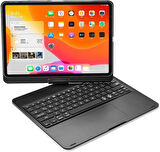 Coverzone Kablosuz Standlı Bluetooth Klavye Kılıf Kapak 360 Derece Dönerli Çok Fonksiyonlu Akıllı Klavye Stand Uyku Modlu Işıklı iPad Pro 4. 5. 6. Nesil 12.9 inç (2020-21 - 22) ile Uyumlu F129ATS