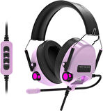 Ajazz Firstblood H10 Mikrofonlu Kulak Üstü Kulaklık gaming headset 7.1 channel RGB atmosphere light Gaming headset computer wired headset (First Blood H10 7.1 - Mor)