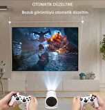 Coverzone HY300A Retro Oyun Projeksiyon Cihazı HD Out Put, Android 11.0 İşletim Sistemiyle Desteklenir, Uzaktan Kumandalı ve 2 Adet Gamepad Ev Sineması Projeksiyonu (HY300A)