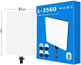 Coverzone 22 inch 47cm x 31cm Beyaz Led Aydınlatma Uzaktan Kumandalı Yayıncı Işığı Youtuber Twich Yayın Işığı Ürün Göresel Fotoğraflama Tripodlu Aydınlatma (22 inch - L-3560)