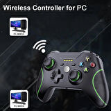 Coverzone PC360 Kablosuz Oyun Kolu PC Uyumlu 450mAh Şarjlı Joystick Wireless GamePad USB Dongle, Özel Kaymaz Tasarım Siyah