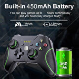 Coverzone PC360 Kablosuz Oyun Kolu PC Uyumlu 450mAh Şarjlı Joystick Wireless GamePad USB Dongle, Özel Kaymaz Tasarım Siyah