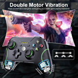 Coverzone PC360 Kablosuz Oyun Kolu PC Uyumlu 450mAh Şarjlı Joystick Wireless GamePad USB Dongle, Özel Kaymaz Tasarım Siyah
