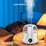 Coverzone 3 Litre Kapasiteli Humidifier Buhar Makinesi Nemlendirici Aroma Terapi Difüzörü  21x16 cm Ev Ofis Spa Oda Nemlendirici K07 (Beyaz)