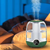 Coverzone 3 Litre Kapasiteli Humidifier Buhar Makinesi Nemlendirici Aroma Terapi Difüzörü  21x16 cm Ev Ofis Spa Oda Nemlendirici K07 (Yeşil)