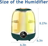 Coverzone 3 Litre Kapasiteli Humidifier Buhar Makinesi Nemlendirici Aroma Terapi Difüzörü  21x16 cm Ev Ofis Spa Oda Nemlendirici K07 (Yeşil)