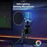 Coverzone Bilgisayar RGB Mikrofon 20-20kHz Profesyonel Podcast Mikrofon Kiti Tak Çalıştır USB Kablolu Pc Dizüstü Bilgisayar Için Vlog Youtuber Kick Canlı Yayın X1R