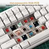 Leaven K620 Type-C Kablolu Klavye Led RGB 61 Tuşlu RGB Mekanik Oyuncu Işıklı Klavye Ergonomik Tasarım Bilgisayar PC için Gaming Keyboard Beyaz Renk Sarı Switch