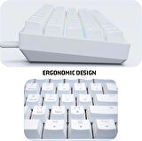 Leaven K620 Type-C Kablolu Klavye Led RGB 61 Tuşlu RGB Mekanik Oyuncu Işıklı Klavye Ergonomik Tasarım Bilgisayar PC için Gaming Keyboard Beyaz Renk Sarı Switch