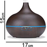 Coverzone BN-01 Mini Boy 15cm Uçucu Yağ Difüzör 550ml Uzaktan Kumandalı LED Aromaterapi Ahşap Görünümlü Hava Nemlendirici Hava Aroma Nemlendirici Meditasyon için 15 x 17cm (Koyu Kahverengi)