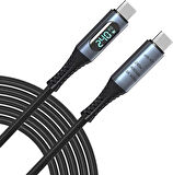 Coverzone 240W USB 4.0 Kablosu, Led Ekranlı, Tunderbolt 40Gbps 8K@60Hz PD Tip C Kablosu, USB C - USB C Erkek - Erkek Kablo Kablosu Bilgisayar Type-C Laptop Pad Hub için 1 Metre ZR850