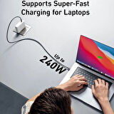 Coverzone 240W USB 4.0 Kablosu, Led Ekranlı, Tunderbolt 40Gbps 8K@60Hz PD Tip C Kablosu, USB C - USB C Erkek - Erkek Kablo Kablosu Bilgisayar Type-C Laptop Pad Hub için 1 Metre ZR850