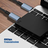 Coverzone 40Gbps 240W 4.0 Thunderbolt Type-C to Type-C Şarj, Data ve 8K 60Hz Görüntü Aktarım Kablosu Tip C 1.5 Metre ZR851