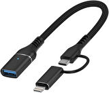 Coverzone 2 in 1 5Gbps Type-C and 8 Pin to USB 3.0 OTG Adaptör Telefon ve Notebook Uyumlu ADS-619