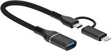 Coverzone 2 in 1 5Gbps Type-C and 8 Pin to USB 3.0 OTG Adaptör Telefon ve Notebook Uyumlu ADS-619