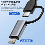 Coverzone 2 in 1 5Gbps Type-C and 8 Pin to USB 3.0 OTG Adaptör Telefon ve Notebook Uyumlu ADS-619