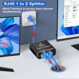 Coverzone 1 Gigabit Ethernet Anahtarı 2 Bağlantı Noktalı 1000Mbps, RJ45 1 ila 2 Ethernet Splitter, RJ45 LAN Ağ Anahtarı 1-2 Gigabit Ağ Bölücü, Bilgisayar, HUB, Anahtar, Yönlendirici ZR861