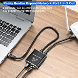 Coverzone 1 Gigabit Ethernet Anahtarı 2 Bağlantı Noktalı 1000Mbps, RJ45 1 ila 2 Ethernet Splitter, RJ45 LAN Ağ Anahtarı 1-2 Gigabit Ağ Bölücü, Bilgisayar, HUB, Anahtar, Yönlendirici ZR861