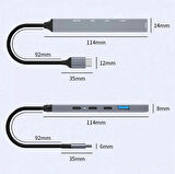 Coverzone PD100W 5Gbps 5in1 Extender Çevirici, Type-C ve USB Hub, Type-C ve USB Çıkışlı USB C Hub Adaptörü Macbook ile Uyumlu ZR869