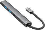 Coverzone Type-C Hub, 5in1, 2 Adet Type-C, 2 Adet USB-A Çoklayıcı, 3,5 mm Kulaklık Çıkışlı USB C Hub Adaptörü Macbook ile Uyumlu H03