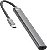 Coverzone Type-C Hub, 5in1, 2 Adet Type-C, 2 Adet USB-A Çoklayıcı, 3,5 mm Kulaklık Çıkışlı USB C Hub Adaptörü Macbook ile Uyumlu H03
