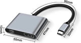 Coverzone USB Tip C to Mini DP/DP DisplayPort Adaptörü 4K 2 in 1 Tip C Erkek DisplayPort ve Mini DisplayPort Dişi Video Dönüştürücü Kablosu Bilgisayar Telefonu Dizüstü Monitör Ekranlar PW-745