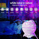 Coverzone Dinozor Yumurtası Gece Masa Lambası Bluetooth Hoparlör Led Lamba Galaxy Projektör Led Işık Yatak Odası İç Mekan Aydınlatma Dekoratif Işık 16cm x 12cm K890 Beyaz [Enerji Sınıfı A+]