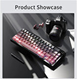 Coverzone Ajazz AK650 Kablosuz Mekanik Klavye 3 Modlu TFT Ekranlı Hot-Swap-65 Tuşlu RGB Pembe/Dream Switch