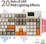 Coverzone Ajazz AK35i V3 Kablosuz Mekanik Oyuncu Klavyesi-Gasket Gövde Yapısı Dinamik RGB-TFT Ekranlı Bej/Avakado Switch