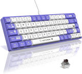 Coverzone AJAZZ AK680 65% Kablolu Hotswap Mekanik Oyun Klavyesi,68 Tuşlu Taşınabilir Anti-Ghosting Klavye,Gökkuşağı Arkadan Aydınlatmalı Programlanabilir,EVA Sandviç,Ergonomik Mor Beyaz/Brown Switch