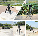 Coverzone Zomei Q100 Tam Profesyonel Tripod Kaliteli Alüminyum Taşınabilir Masaüstü Telefon/Tablet Projeksiyon Tripodu Telefon Tutucu ve Bluetooth Kumanda ile Birlikte