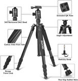 Coverzone ZOMEI Z818C Profesyonel Taşınabilir Karbon Fiber Dijital Kamera ve Kamera Tripod Monopod Standı, Tüm Canon Sony Nikon Samsung Panasonic Olympus Kodak Fuji Gold için Top Başlıklı (Siyah)