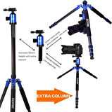Coverzone ZOMEI Z818C Profesyonel Taşınabilir Karbon Fiber Dijital Kamera ve Kamera Tripod Monopod Standı, Tüm Canon Sony Nikon Samsung Panasonic Olympus Kodak Fuji Gold için Top Başlıklı (Mavi)