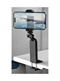 Coverzone Telefon Tutucu Evrensel Stant Yayıncı ve Youtuber Telefon Tutucu Montaj Masa ve Raf Kenarına Sıkıştırma ile Eller Serbest Görüntüleme ZR923