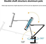 Coverzone Profesyonel 2 Eklemli Telefon ve Tablet Tutucu 360 Derece Dönebilen Kol Ve iPad ile Uyumlu Telefon Standı Olan Metal Taban Alüminyum Gövde 43cm Kol Uzunluğu MK43 Siyah
