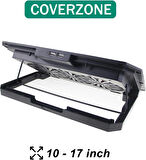 Coverzone Telefon Tutuculu Profesyonel Dizüstü Bilgisayar Notebook Soğutucu Laptop Stand Işıklı Oyuncu Laptoplarına Özel 2 Büyük Fanı İle Hızlı Soğutma 2 USB Giriş N33