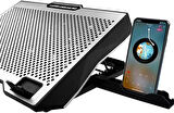 Coverzone Telefon Tutuculu Profesyonel Dizüstü Bilgisayar Notebook Soğutucu Laptop Stand Işıklı Oyuncu Laptoplarına Özel 8 Büyük Fanı İle Hızlı Soğutma 2 USB Giriş S608