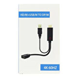 Coverzone HDMI to DP ve USB to DP Kablo hdmi to displayport Çift Yönlü Kablo 4K*2K@60 4K*2K@30Hz ve 1080P@60Hz'e kadar video çözünürlüğünü destekler ZR841