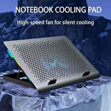 Coverzone Şok Soğutma Profesyonel Dizüstü Bilgisayar Notebook Soğutucu Laptop Stand Işıklı Oyuncu Laptoplarına Özel Tek Büyük Fanı İle Hızlı Soğutma 2 USB Giriş S601